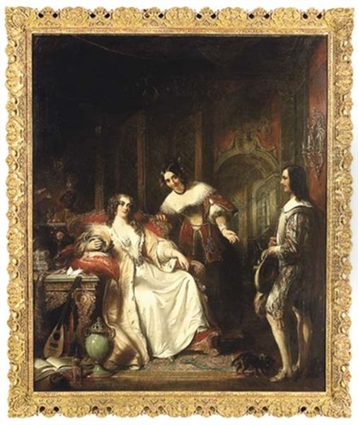 La Presentation Oil Painting by Achille Jacques Jean Marie Deveria