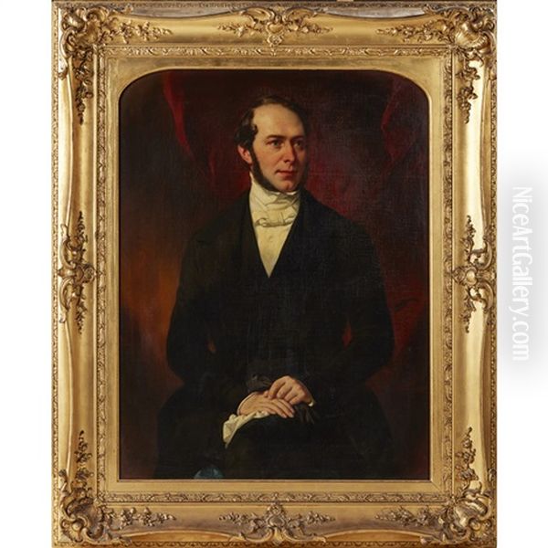 Portrait Of Reverend Robert Nisbet, Of St. Giles, Edinburgh 1814-1874 Oil Painting by Eugene Deveria