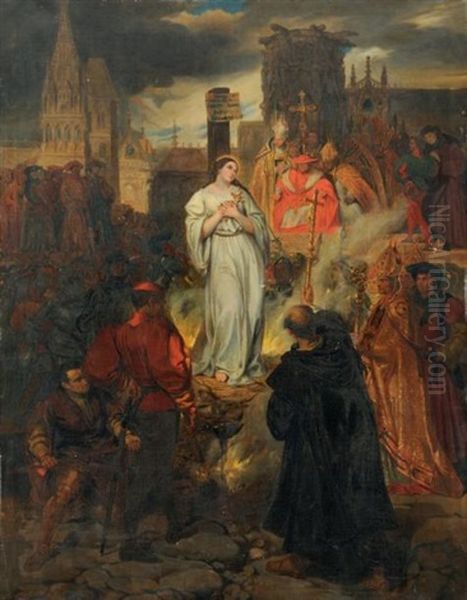 Etude Pour La Mort De Jeanne D'arc (study) Oil Painting by Eugene Deveria