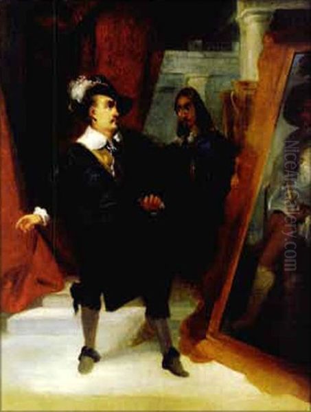 Cromwell Decouvrant Le Portrait De Charles 1er Par Van Dyck Oil Painting by Eugene Deveria