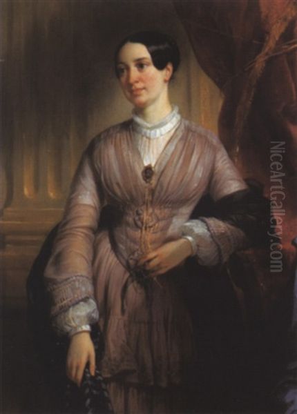 Portrait De Marie-eugenie Deveria, Fille De L'artiste Oil Painting by Eugene Deveria