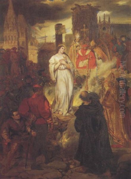 Etude Pour La Mort De Jeanne D'arc Oil Painting by Eugene Deveria