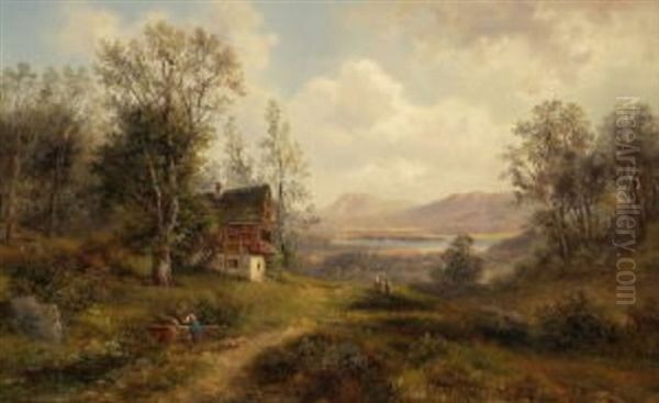 Vorgebirgslandschaft Mit Bauernhaus Oil Painting by  Devieux