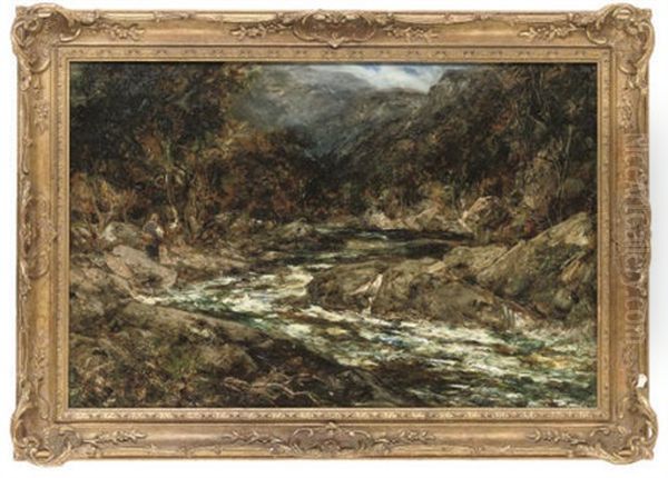 On The Lledr, North Wales Oil Painting by Vickers Deville