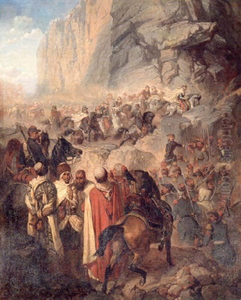 Le Marechal Randon En Kabylie Oil Painting by Louis-Theodore Devilly