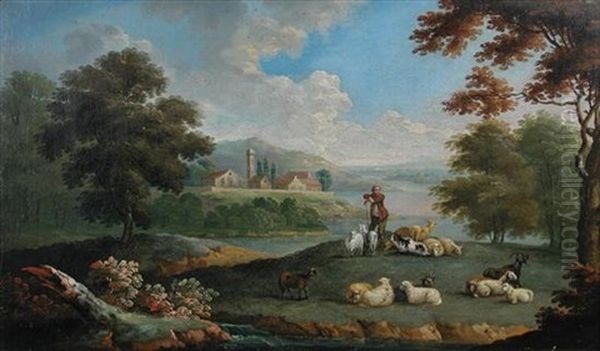 An Italianate Landscape With A Shepherd Oil Painting by Anthony Devis