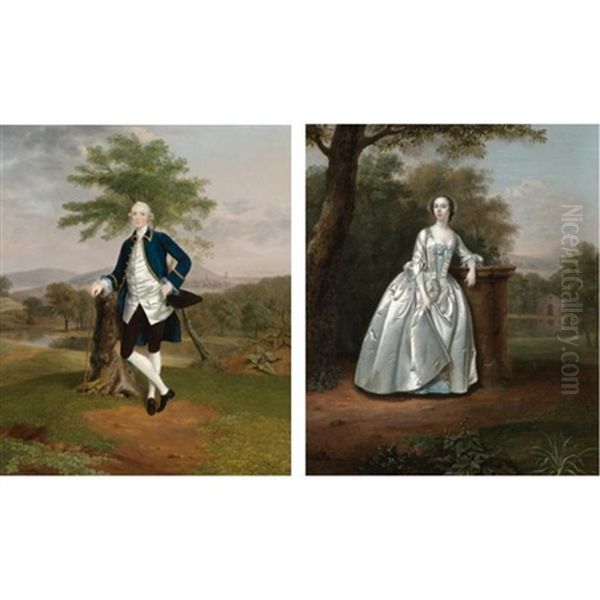 Portrait Of Edward Travers (+ His Wife Elizabeth; Pair) Oil Painting by Arthur Devis