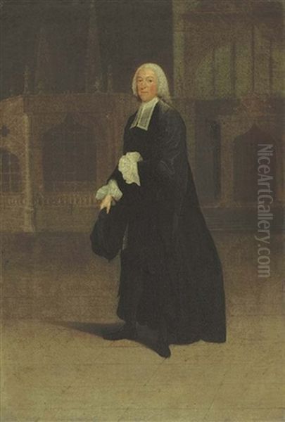 Portrait Of Sir James Burrow, Small Full-length, As Master Of The Crown Office Oil Painting by Arthur Devis