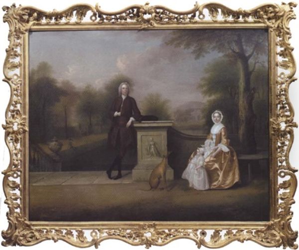 Portrait Of A Gentleman, With His Wife And Child Oil Painting by Arthur Devis