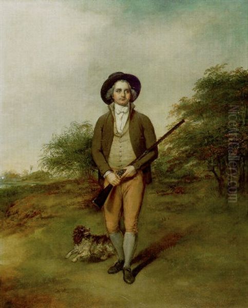 A Gentleman Out Shooting With A Spaniel Oil Painting by Arthur Devis