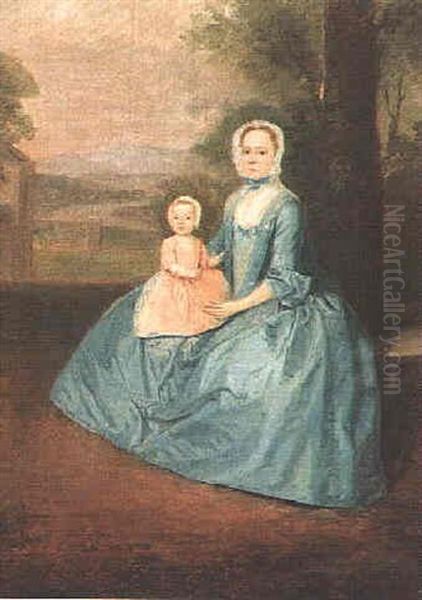 Portrait Of A Lady With A Child On Her Lap by Arthur Devis