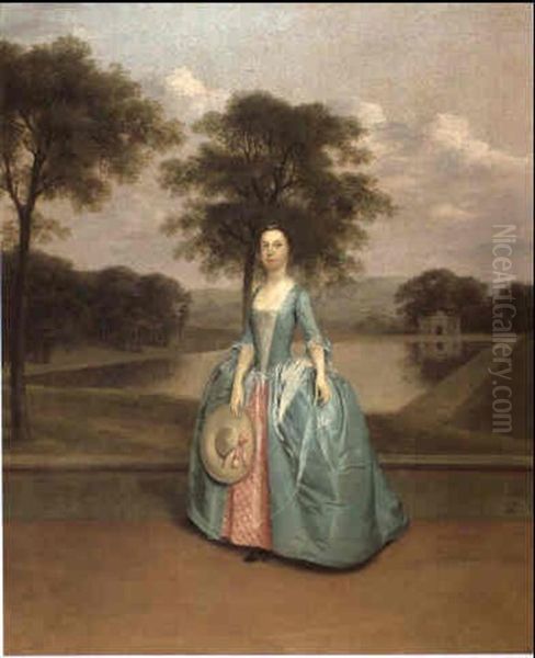 Portrait Of Miss Warden Of Cuckfield Park, Sussex Oil Painting by Arthur Devis