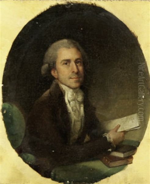 Portrait Of Thomas Henry Davies, Advocate General Of Calcutta, 1751-1792, Seated Half Length Turned To The Right Holding A Document Oil Painting by Arthur William Devis