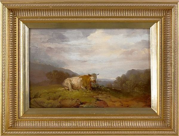 Landscape With Cow Oil Painting by Francis Daniel Devlan