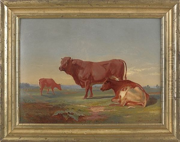 Landscape With Cows Oil Painting by Francis Daniel Devlan