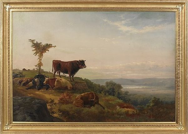 Landscape With Cows Oil Painting by Francis Daniel Devlan