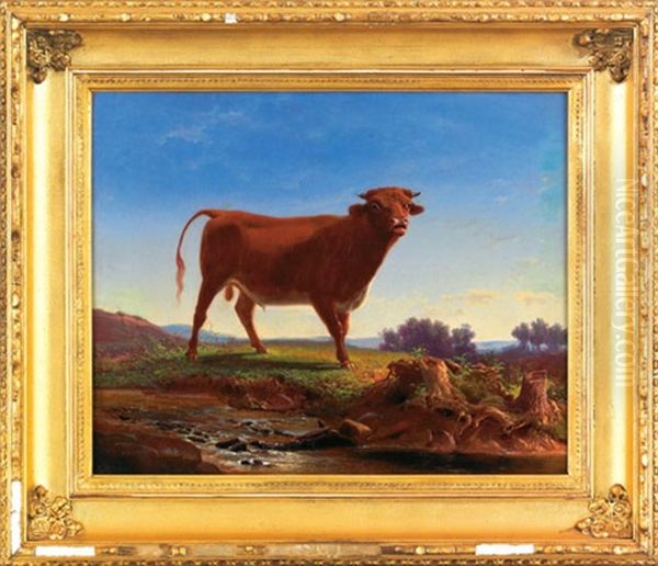 Landscape With Bull Oil Painting by Francis Daniel Devlan