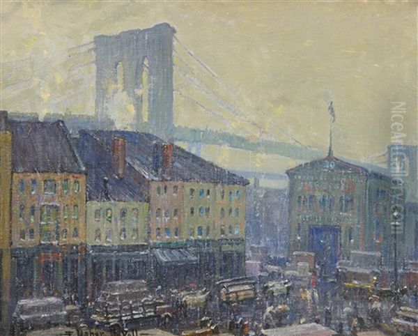 Near The Brooklyn Bridge Oil Painting by Frederik Usher Devoll