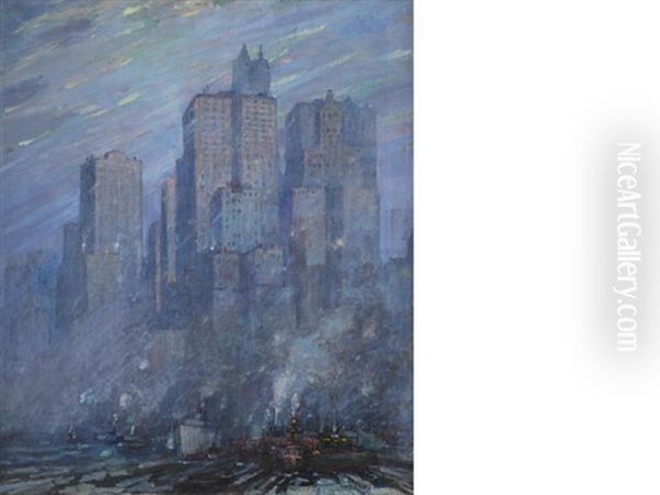 View Of New York Oil Painting by Frederik Usher Devoll