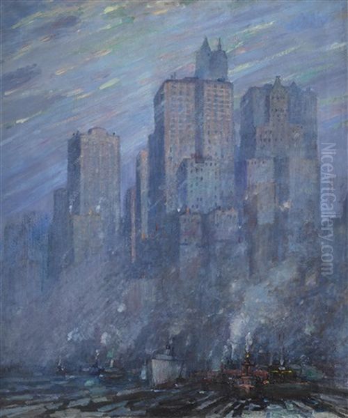 View Of New York Oil Painting by Frederik Usher Devoll