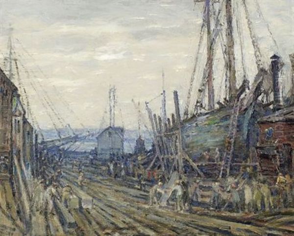 Potter's Dock, Noank, Connecticut Oil Painting by Frederik Usher Devoll