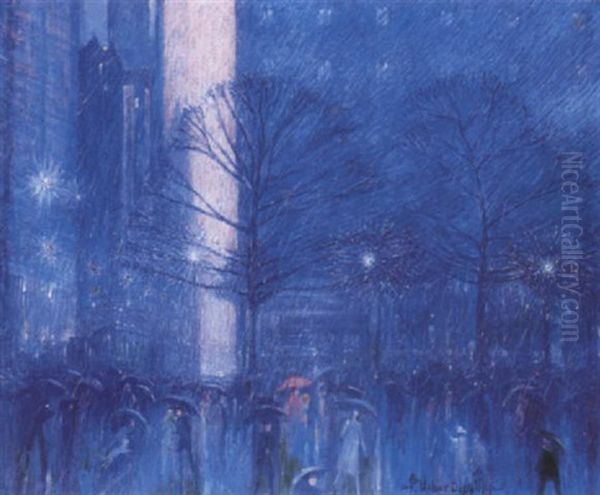 Night In The City Oil Painting by Frederik Usher Devoll