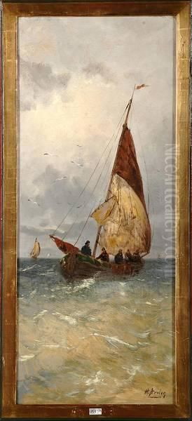 Pecheurs En Mer Oil Painting by Henri Arden