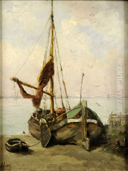 Bateau En Cale Seche Oil Painting by Henri Arden