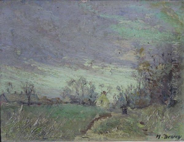 Chemin Et Chaumieres Oil Painting by Charles Melville Dewey