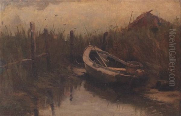 A Boat At Low Tide Oil Painting by Charles Melville Dewey