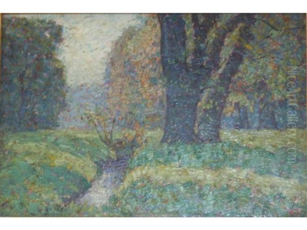 A Sun-dappled Wood Oil Painting by Wynford Dewhurst