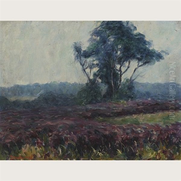 A Hillside Of Heather Oil Painting by Wynford Dewhurst