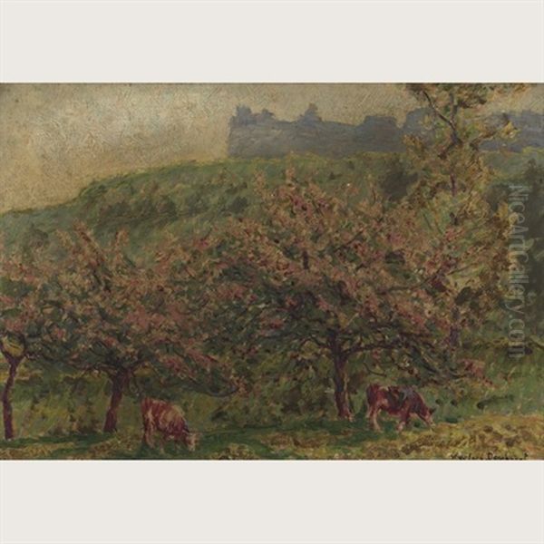 Apple Blossom Time Arc-la-bataille Oil Painting by Wynford Dewhurst