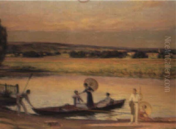 On The River Oil Painting by Wynford Dewhurst