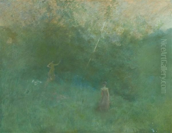 The White Birch Oil Painting by Thomas Wilmer Dewing