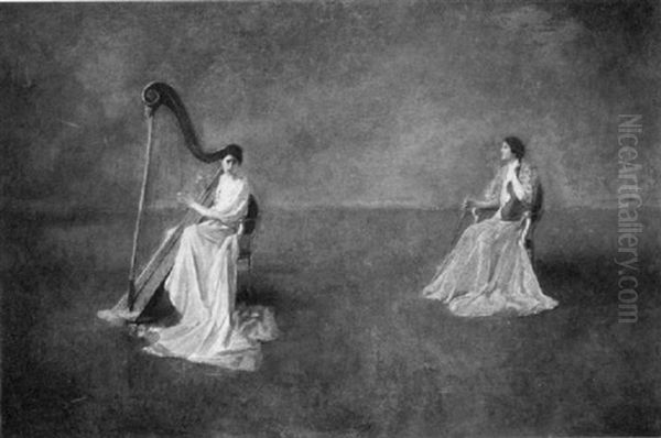 The Duet Or The Interlude Oil Painting by Thomas Wilmer Dewing