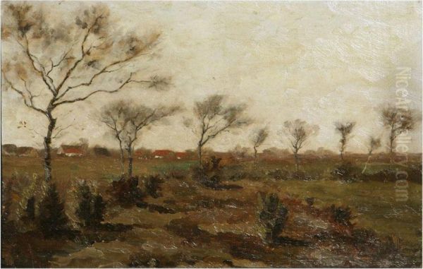 Landscape With Houses In The Distance Oil Painting by Leo Arden