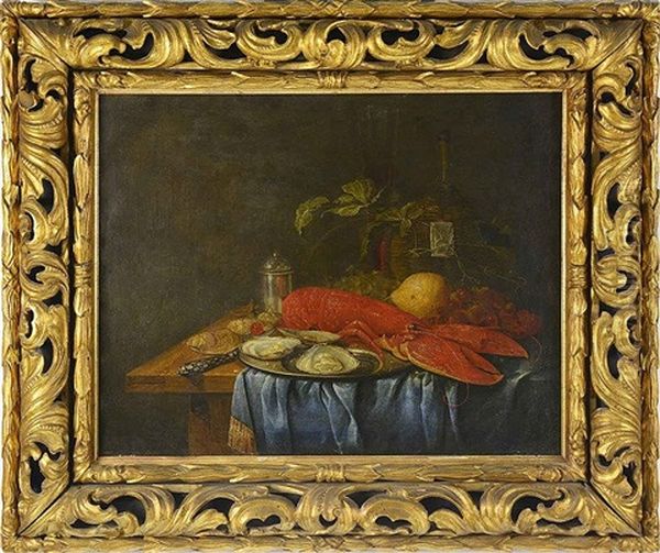 Still Life With A Lobster Oil Painting by Guilliam van Deynum