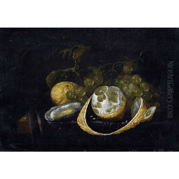 Stillleben Mit Trauben, Zitronen Und Auster Oil Painting by Guilliam van Deynum