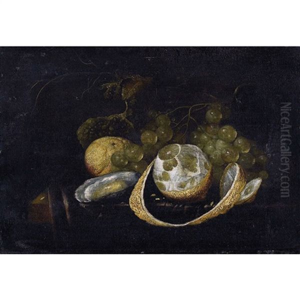 Stillleben Mit Trauben, Zitronen Und Auster Oil Painting by Guilliam van Deynum