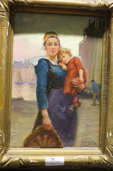 Femme Et Enfant Oil Painting by Theophile-Louis Deyrolle