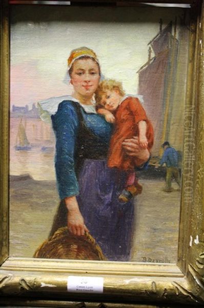 Femme Et Enfant Oil Painting by Theophile-Louis Deyrolle