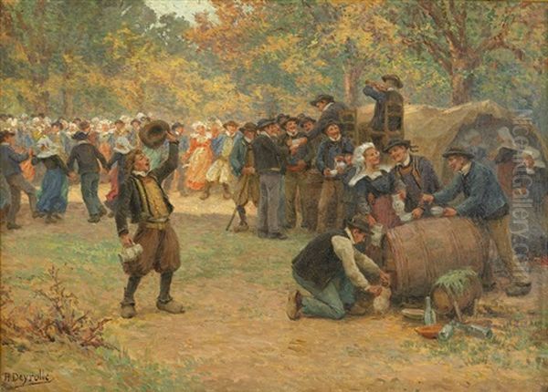 Fete Du Pardon En Bretagne Oil Painting by Theophile-Louis Deyrolle