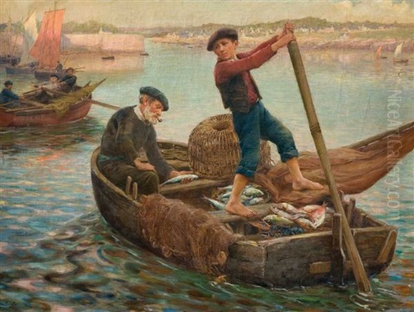 Regreso De La Pesca Oil Painting by Theophile-Louis Deyrolle