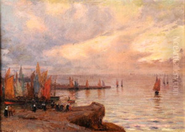 Marine, Retour De Peche by Theophile-Louis Deyrolle