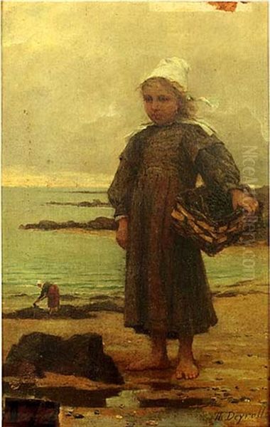 Jeune Ramasseuse De Varech Oil Painting by Theophile-Louis Deyrolle