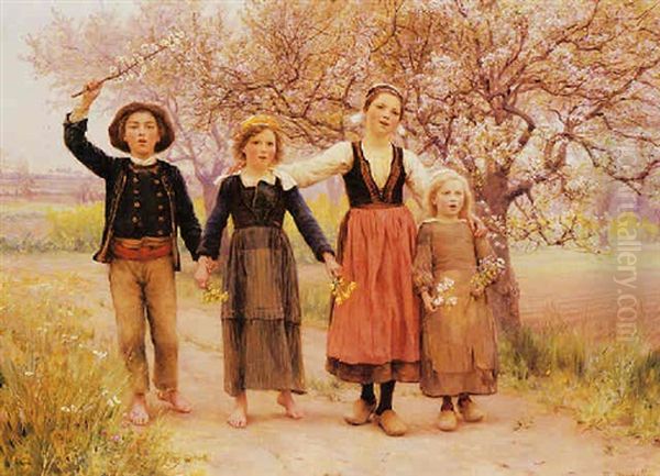 Spring Song Oil Painting by Theophile-Louis Deyrolle