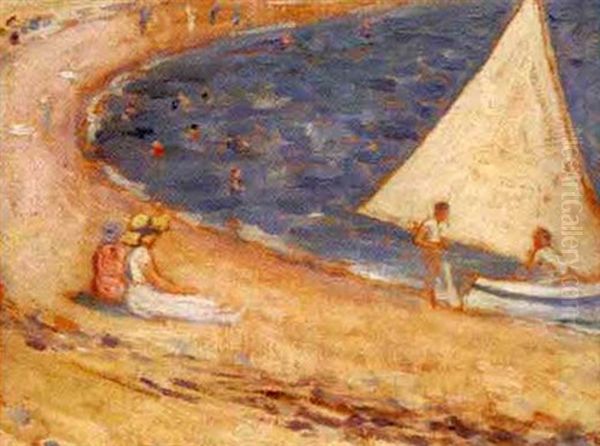 La Plage Oil Painting by Emile Alfred Dezaunay