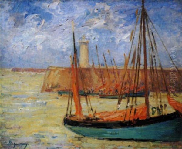 Barque A L'entree De St. Gilles Croix De Vie Oil Painting by Emile Alfred Dezaunay