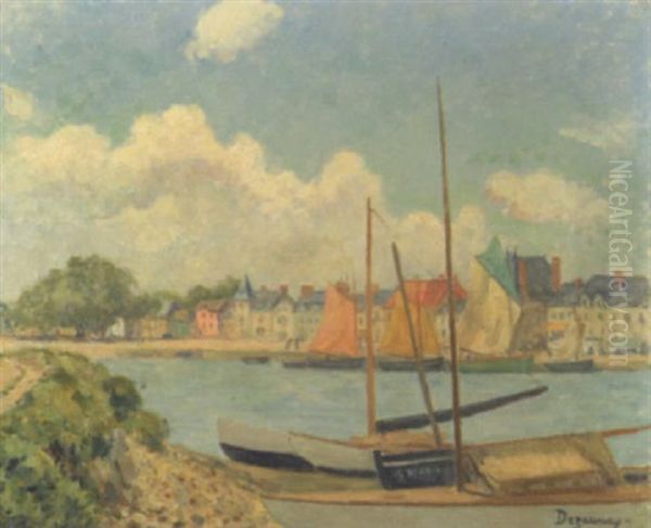 Le Port De Pouliguen Oil Painting by Emile Alfred Dezaunay